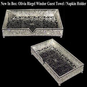 NIB: Crystal & Silver Guest Towel / Napkin Holder